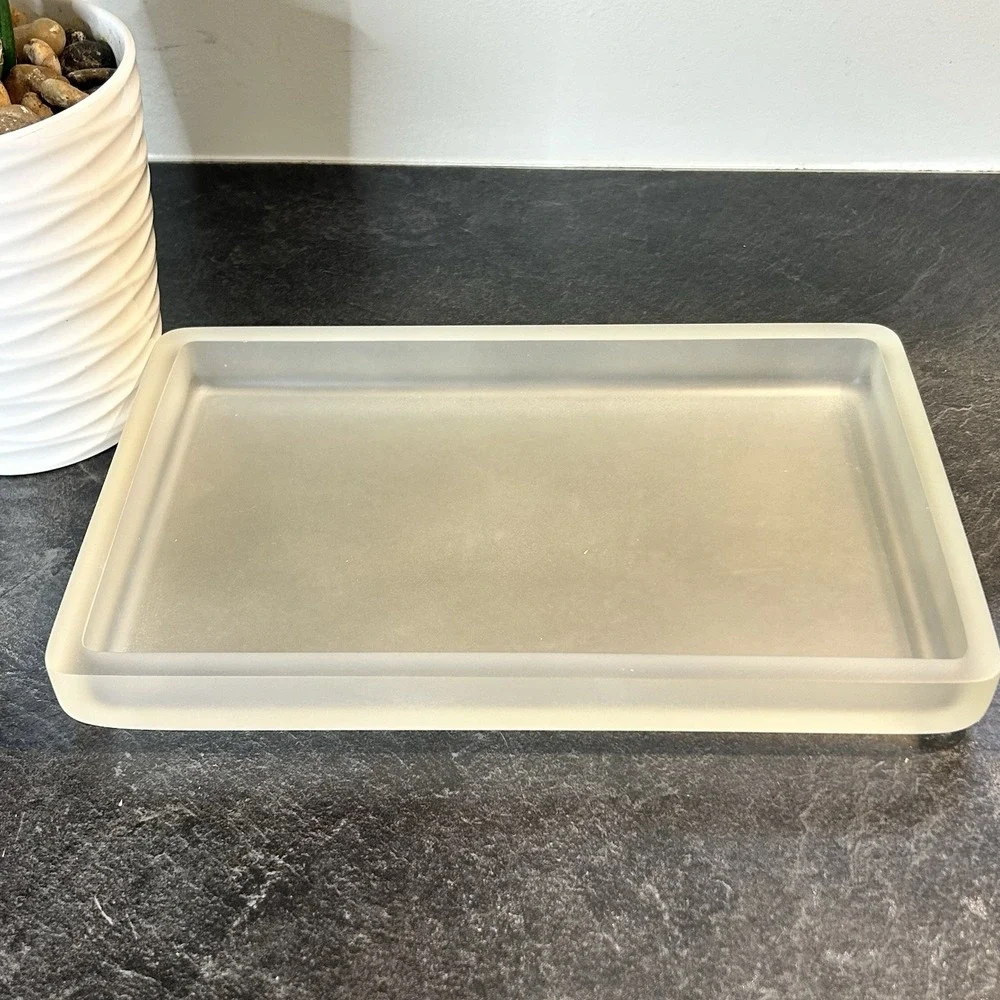 NEW Labrazel Honed Resin Matte Clear‎ 3 Pc Bathroom Tray & Soap Dish RETIRED